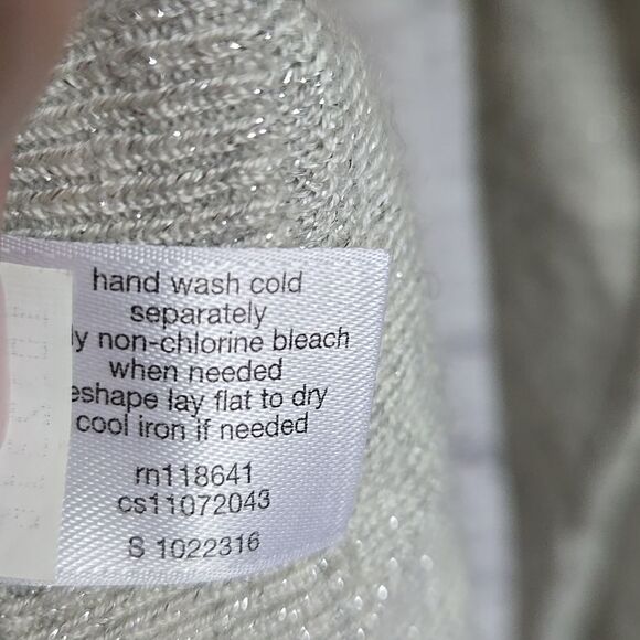 Lane Bryant Fine Merino Wool Sweater Beige Shimmer Pullover V-Neck Spring Work L - Picture 8 of 10